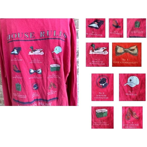 Southern Proper House Rules Long Sleeve T- Shirt Large Red Black Lab Du… - Picture 3 of 12